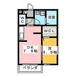 エスプワール城之内 1DKの間取図画像