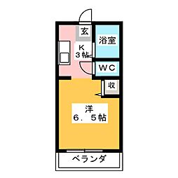 ハイツサンリバー 1Kの間取図画像