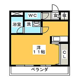 コーポバロン上浜 ワンルームの間取図画像