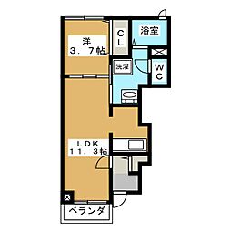 Y.YLilyB 1LDKの間取図画像