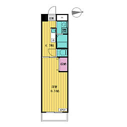 シティーフラット中村 1Kの間取図画像