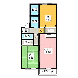 ロイヤルガーデンB 2LDKの間取図画像