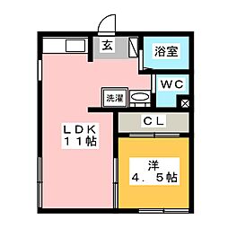 ピレーネ垂水1 1LDKの間取図画像