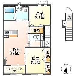 アーブル 2LDKの間取図画像