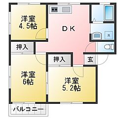 ハイツエバーグリーンC 3DKの間取図画像