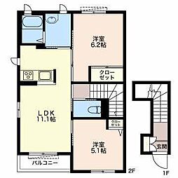 コンフォート本町 2LDKの間取図画像