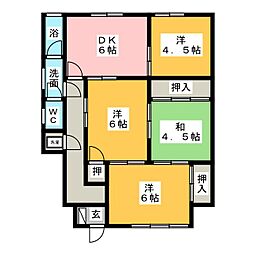 杉山ハイツC 4DKの間取図画像