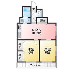レナジア大倉 2LDKの間取図画像