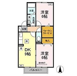 ル・モンド・グランデB 2DKの間取図画像