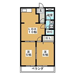 スターヒッツ 2LDKの間取図画像