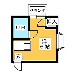 ミューズパレス高野2 ワンルームの間取図画像