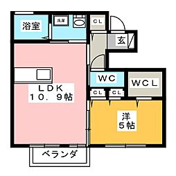 グランヴェルジュ 1LDKの間取図画像