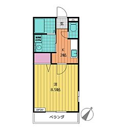 アーバリアン 1Kの間取図画像