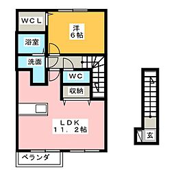 ウエストハイツJ&K 1LDKの間取図画像