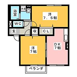 ダズリンB 2DKの間取図画像