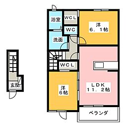 グレースヒルズ2 2LDKの間取図画像