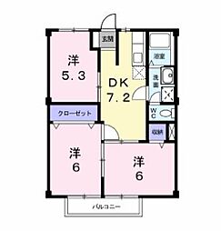 オーシャンビュー岸岡 3DKの間取図画像