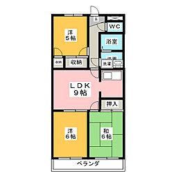シーザースパレス野町 3LDKの間取図画像