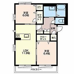 シャーメゾン結 2LDKの間取図画像