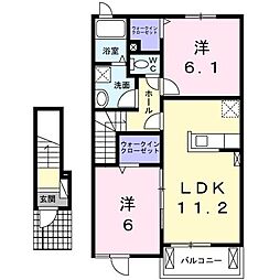 アムール 2LDKの間取図画像