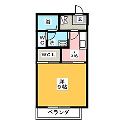 レクエルドサオリ2A 1Kの間取図画像