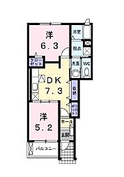 シェーネ・パラッツオC 2DKの間取図画像