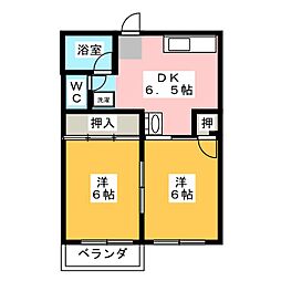 コーポジェントリーA 2DKの間取図画像