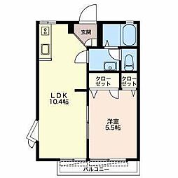 フレグランスかおりB 1LDKの間取図画像