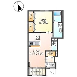 レーヴィア 1LDKの間取図画像