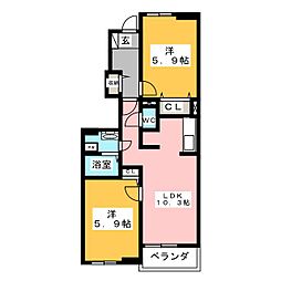 バルサミーナ 2LDKの間取図画像