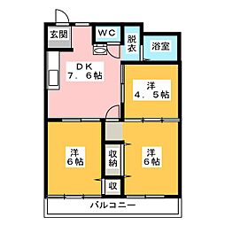 ハウジングすずか 3DKの間取図画像