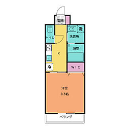 セントリバーヒルズ神戸 1Kの間取図画像