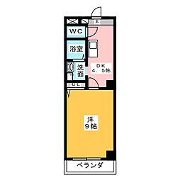 ウィンコート鈴鹿 1Kの間取図画像