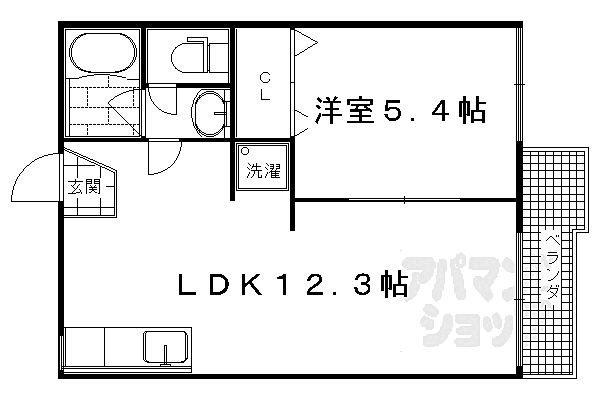 京都府京都市右京区嵯峨野東田町(賃貸アパート1LDK・2階・35.30㎡)の写真 その2