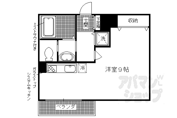 京都府京都市右京区西院西貝川町(賃貸マンション1K・4階・27.50㎡)の写真 その2