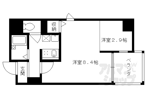 ラポール壱番堂 301｜京都府京都市南区西九条東島町(賃貸マンション2K・3階・28.67㎡)の写真 その2