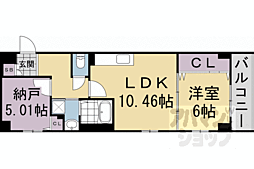 京都地下鉄東西線 二条城前駅 徒歩7分の賃貸マンション 1階1SLDKの間取り