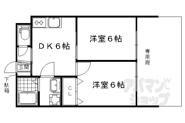 京都府京都市伏見区羽束師古川町(賃貸マンション2DK・1階・40.02㎡)の写真 その2