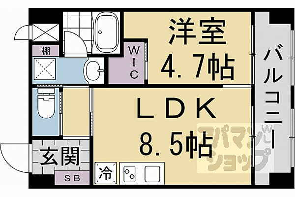 京都スター・ビル 206｜京都府京都市山科区竹鼻竹ノ街道町(賃貸マンション1LDK・2階・33.10㎡)の写真 その2