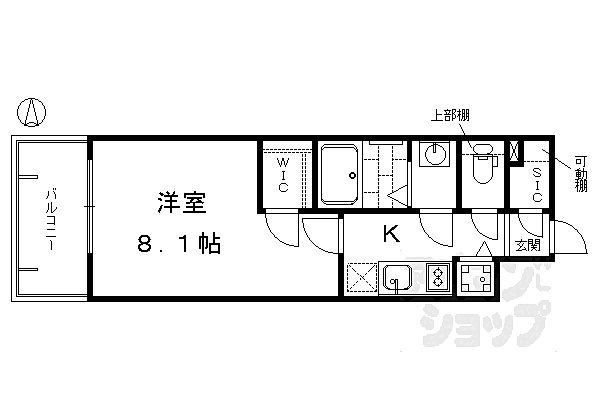 エスリード京都梅小路 705｜京都府京都市下京区梅小路高畑町(賃貸マンション1K・7階・26.10㎡)の写真 その2