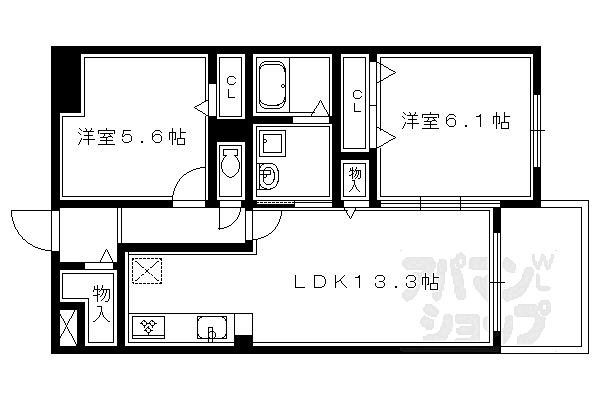 カーラ・カーサ 102｜京都府乙訓郡大山崎町大山崎白味才(賃貸アパート2LDK・1階・60.40㎡)の写真 その2