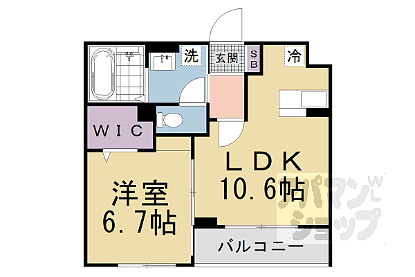 京都府京都市伏見区羽束師菱川町(賃貸アパート1LDK・1階・40.92㎡)の写真 その2