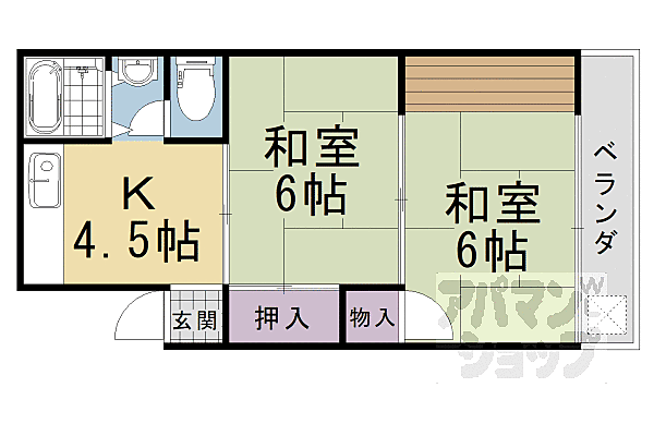 コーポ安田 306｜京都府長岡京市友岡2丁目(賃貸マンション2K・3階・37.27㎡)の写真 その2