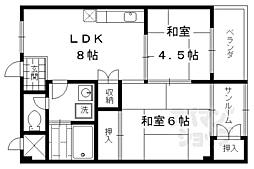 グレースコート 2階2LDKの間取り