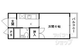 ぼなーる東野 2階1Kの間取り