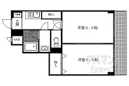 阪急嵐山線 松尾大社駅 徒歩22分の賃貸マンション 2階2Kの間取り