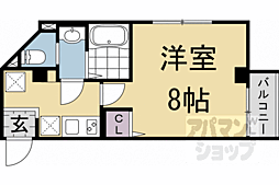 ボンジュール東山 2階1Kの間取り