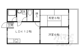 京阪本線 伏見桃山駅 徒歩28分の賃貸マンション 2階2LDKの間取り