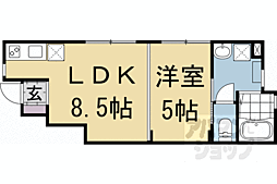 京都市伏見区深草大門町アパート 1LDKの間取図画像
