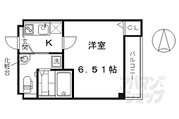 ジュネス京都 3階1Kの間取り